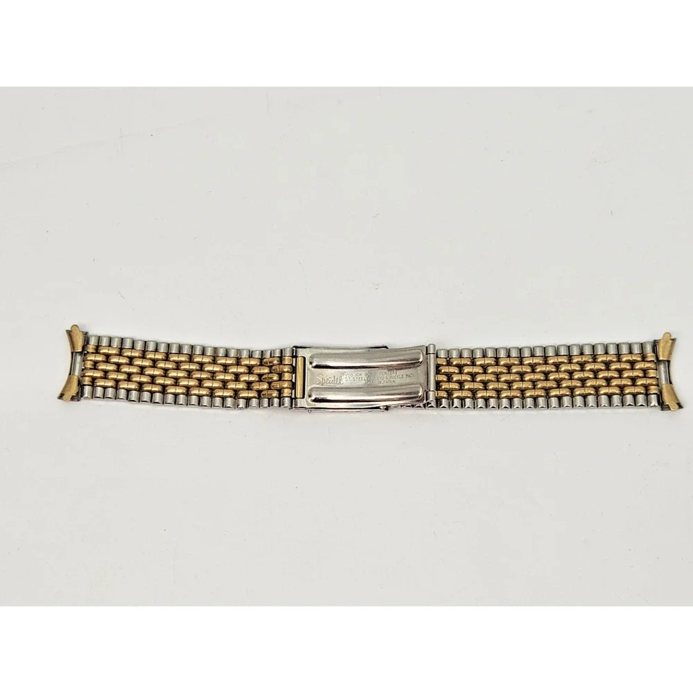 Vtg Spidel Beads of Rice Two Tone 10k RGP Stainless Steel Watch Bracelet 19 mm